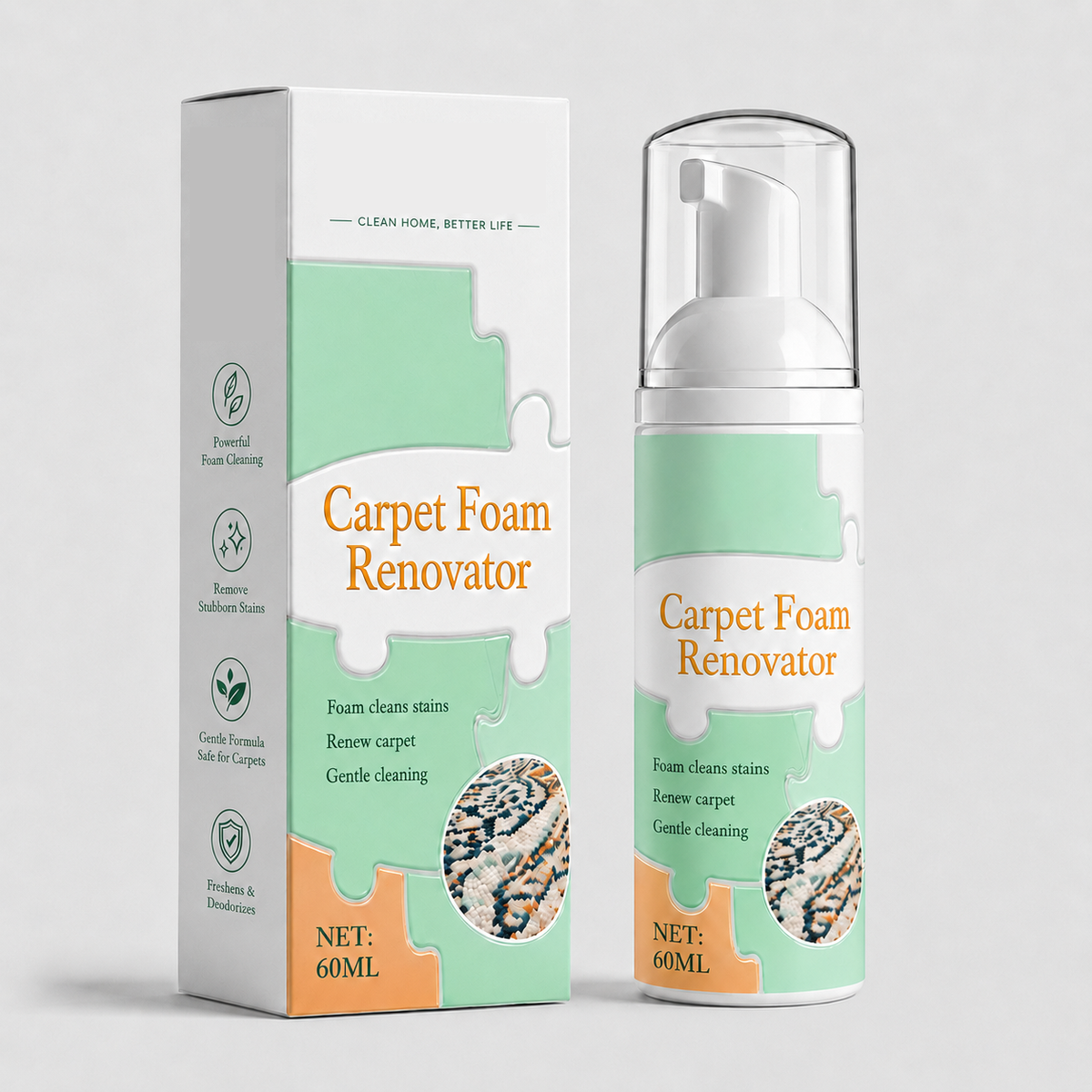 Waterless Carpet Foam Stain Remover with Towel